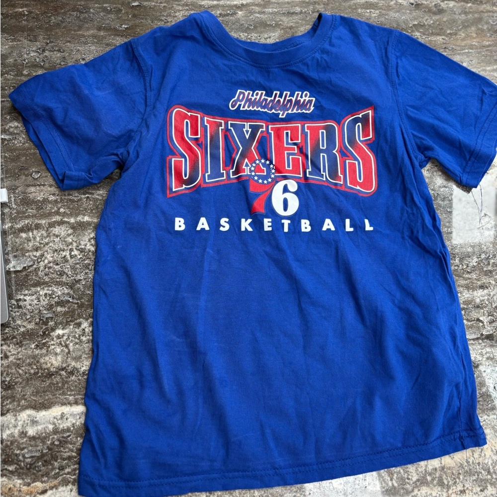 Kids Philadelphia 76ers Blue Basketball Tee
